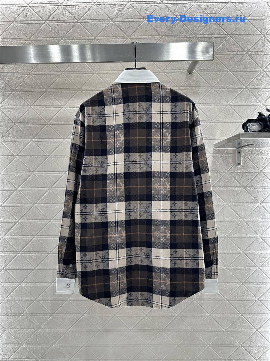 l0vis Vvtt0n monogram flannel long-sleeved polo shirt