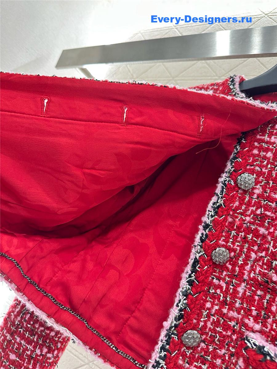 Ch**el round neck woven skirt suit