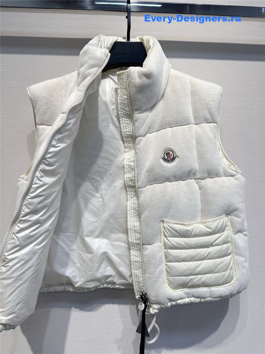 Moncler White Velvet Down Vest