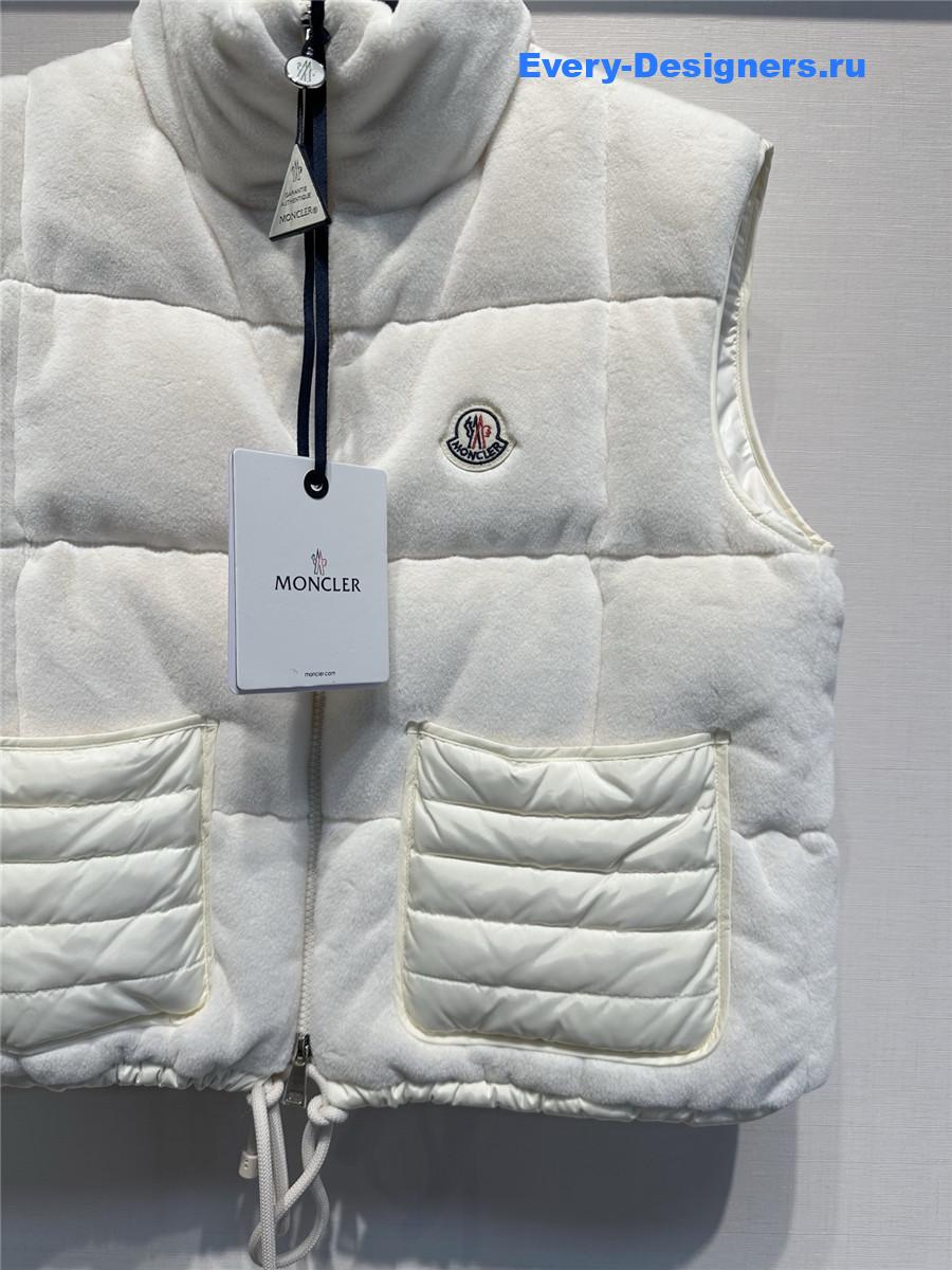 Moncler White Velvet Down Vest