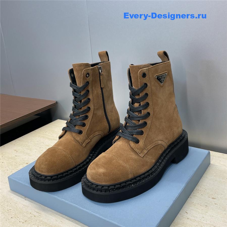 Pra*a brown suede lace-up boots
