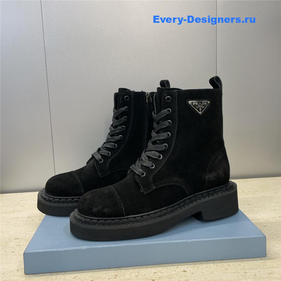 Pra*a black suede lace-up boots