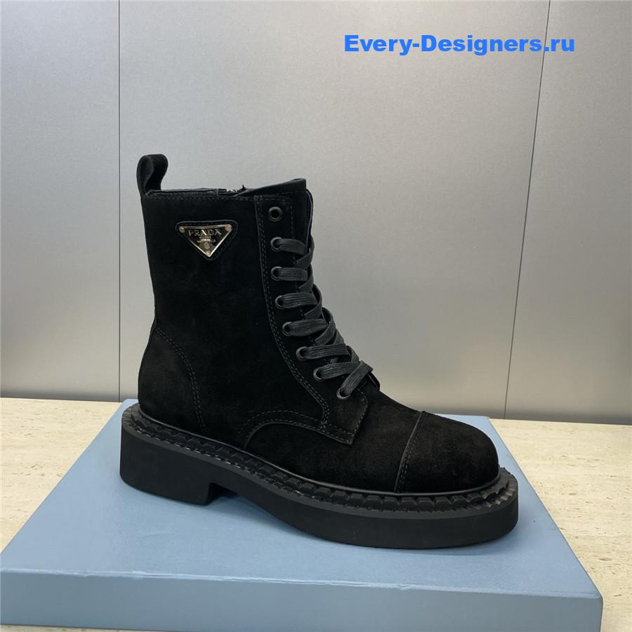 Pra*a black suede lace-up boots