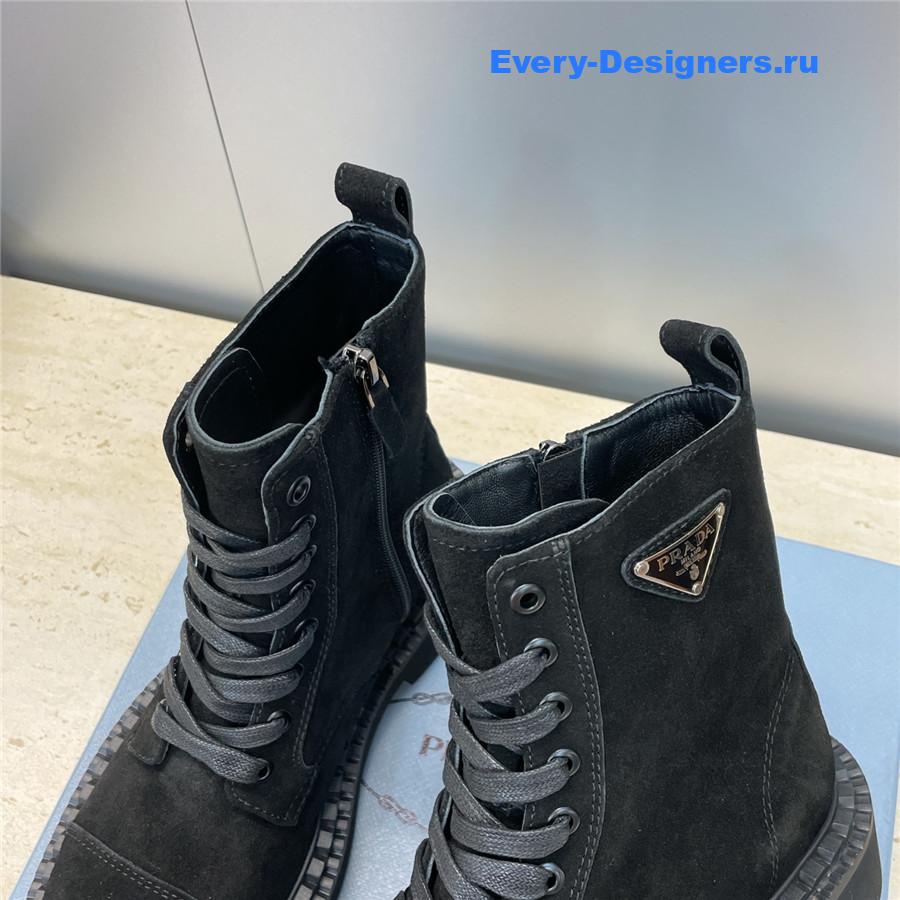 Pra*a black suede lace-up boots