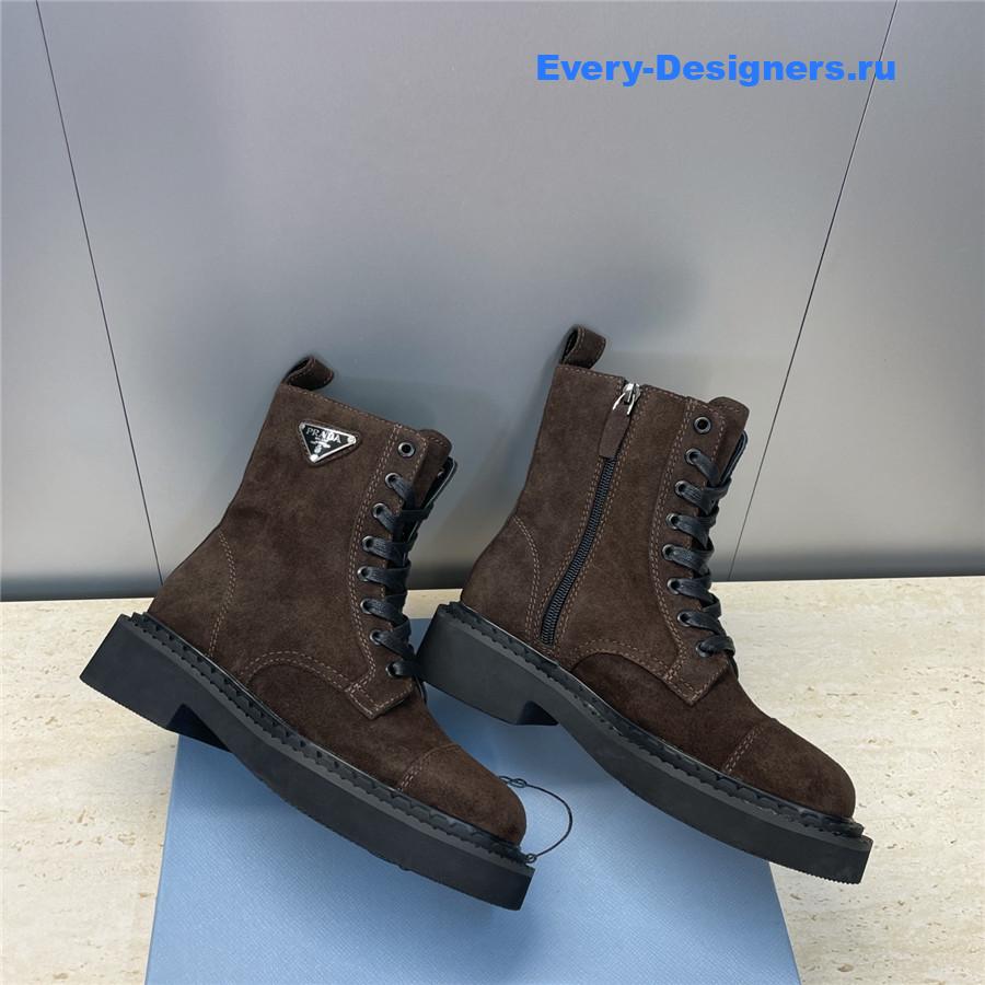 Pra*a dark brown suede lace-up boots