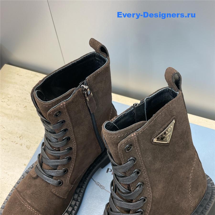 Pra*a dark brown suede lace-up boots
