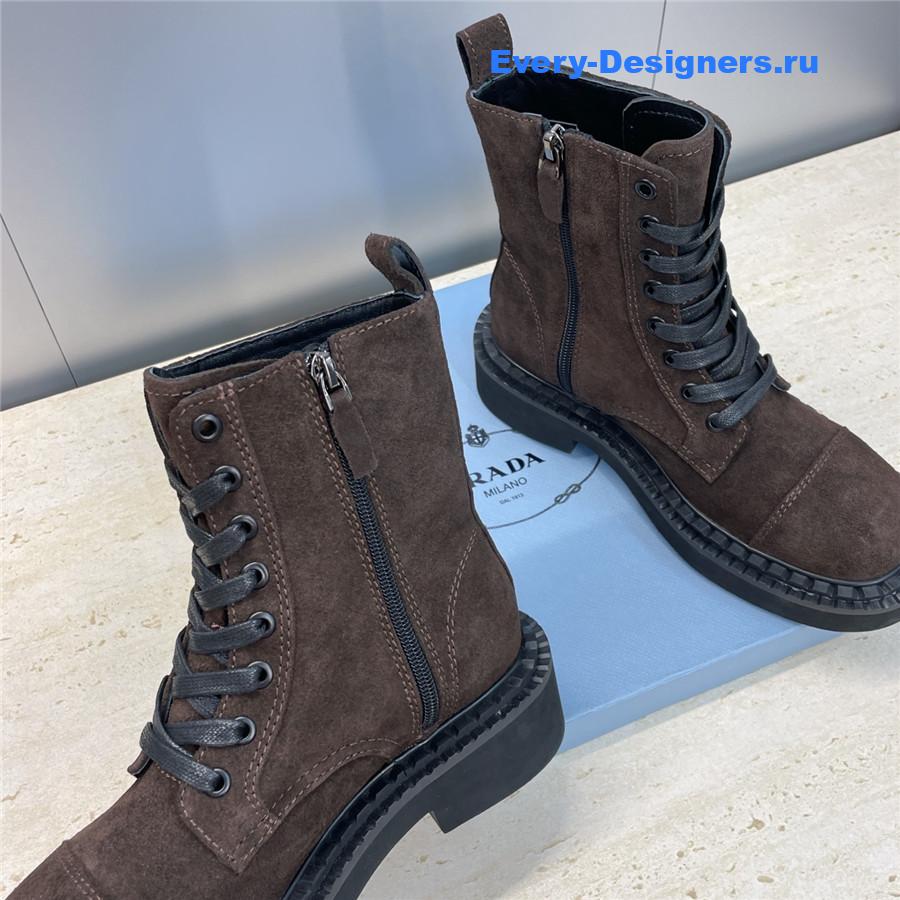 Pra*a dark brown suede lace-up boots