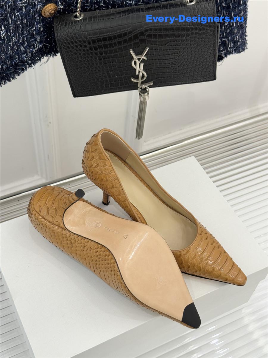 The R0w liisa python almond kitten heel pump