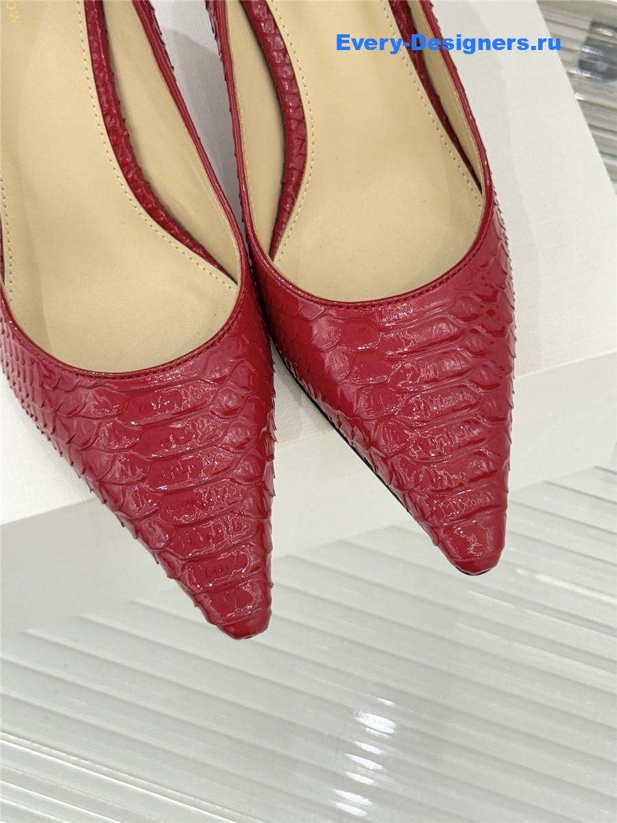 The R0w fuchsia liisa python almond kitten heel pump