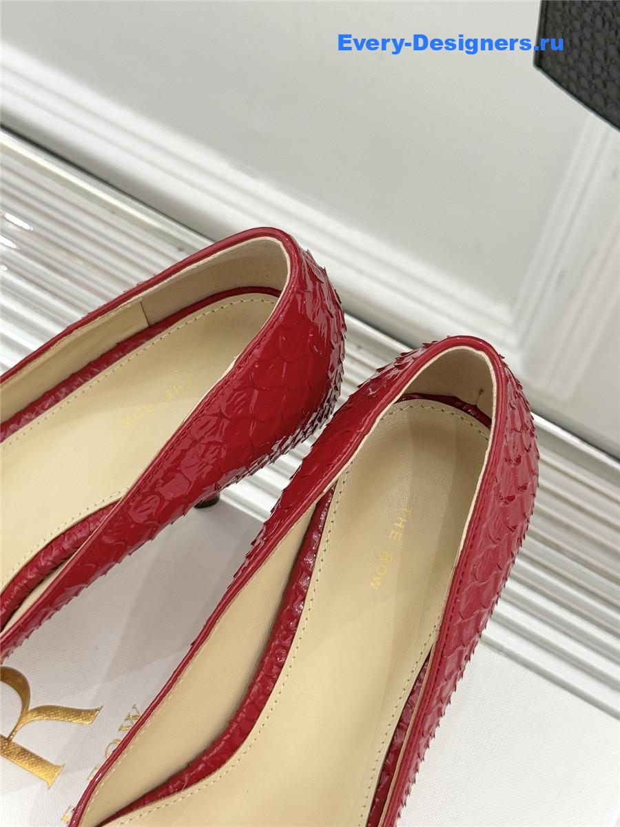 The R0w fuchsia liisa python almond kitten heel pump