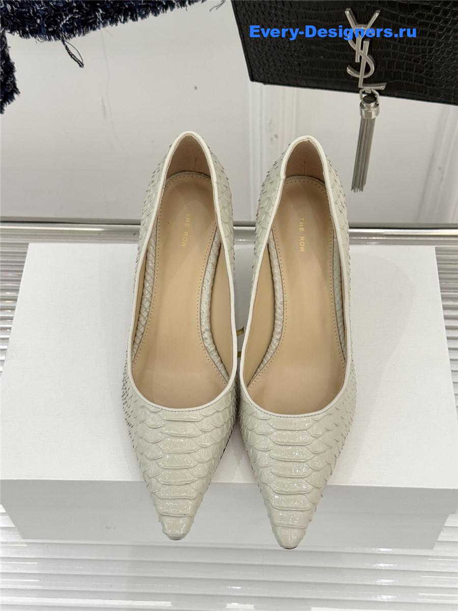 The R0w beige liisa python almond kitten heel pump