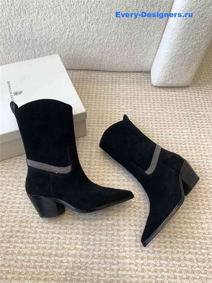 BC Black Suede Western Cowboy Boots