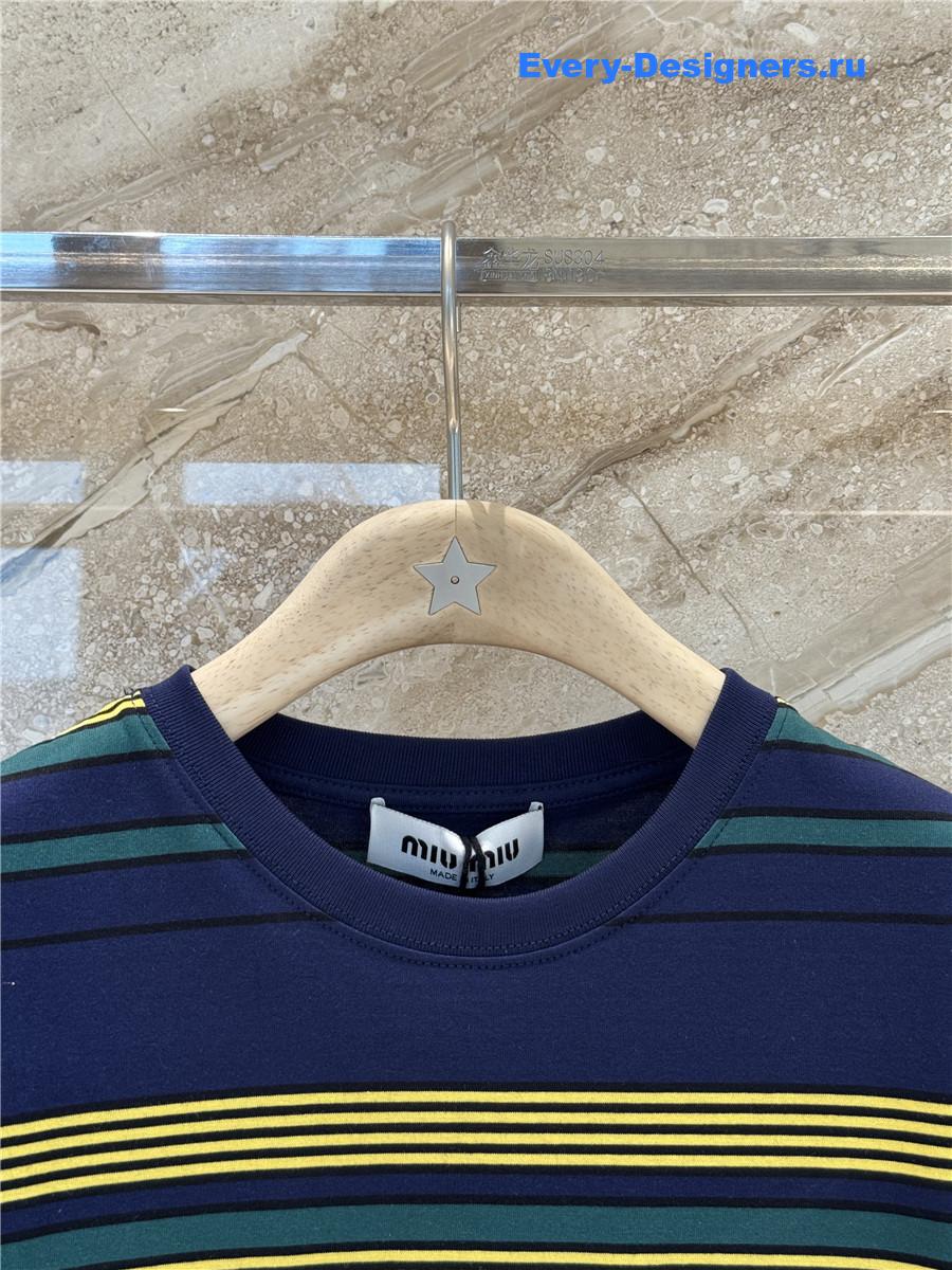 Miu Miu Striped Jersey T-Shirt