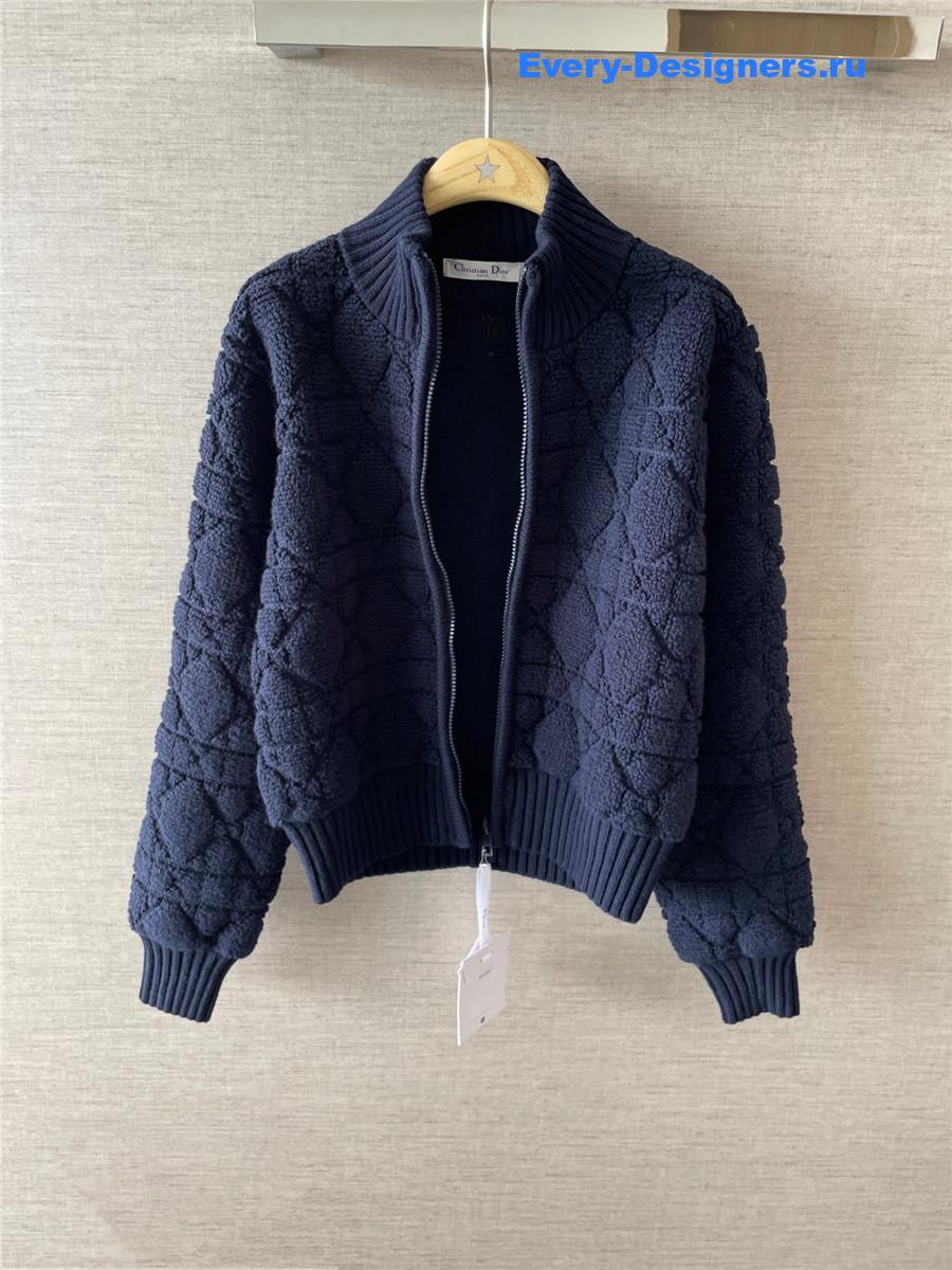 D10ralps navy macrocannage zipped cardigan