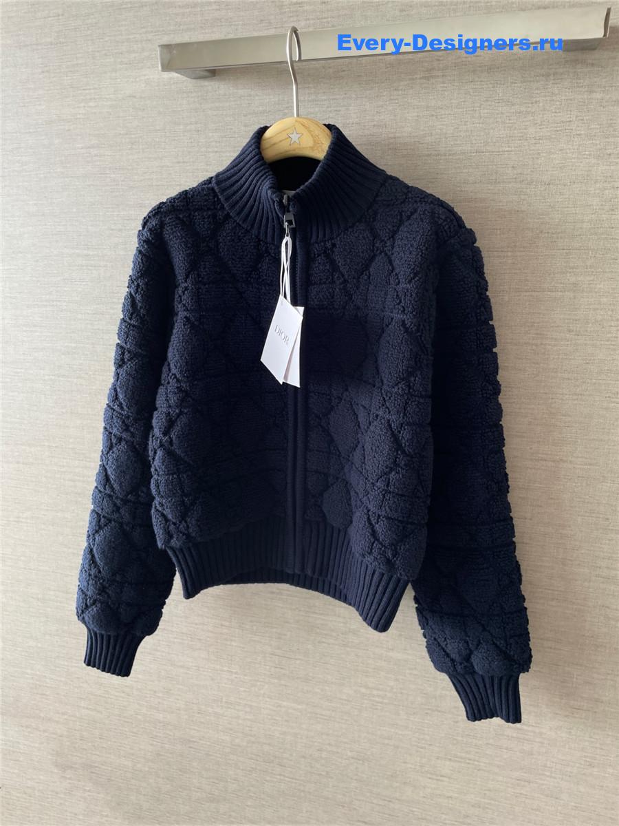 D10ralps navy macrocannage zipped cardigan