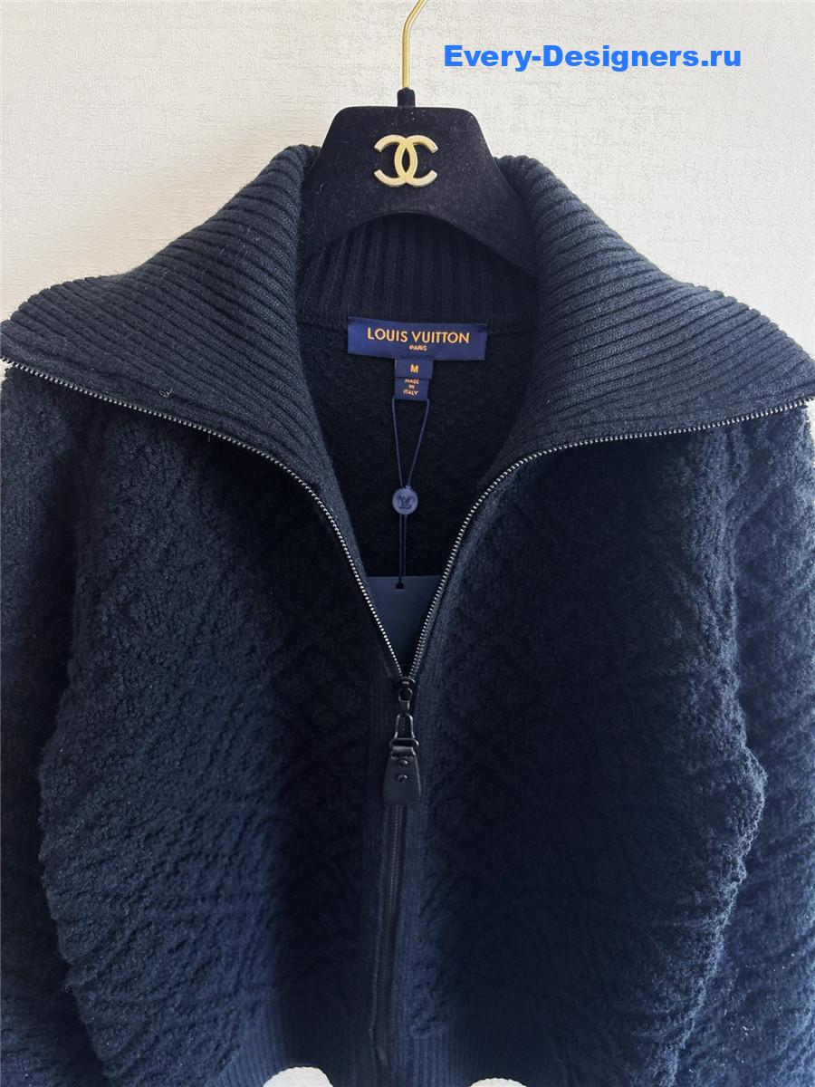 l0vis Vvtt0n black monogram toweling zip-up hoodie