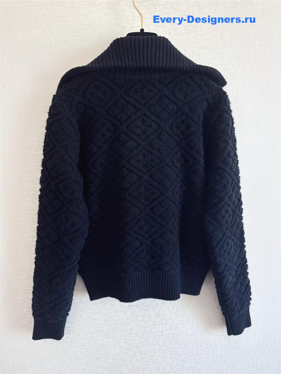 l0vis Vvtt0n black monogram toweling zip-up hoodie