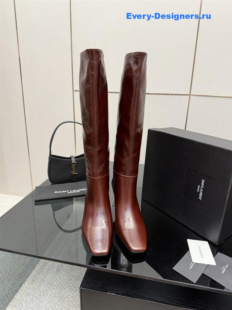Sa1nt Lau*nt brown knee-high boots
