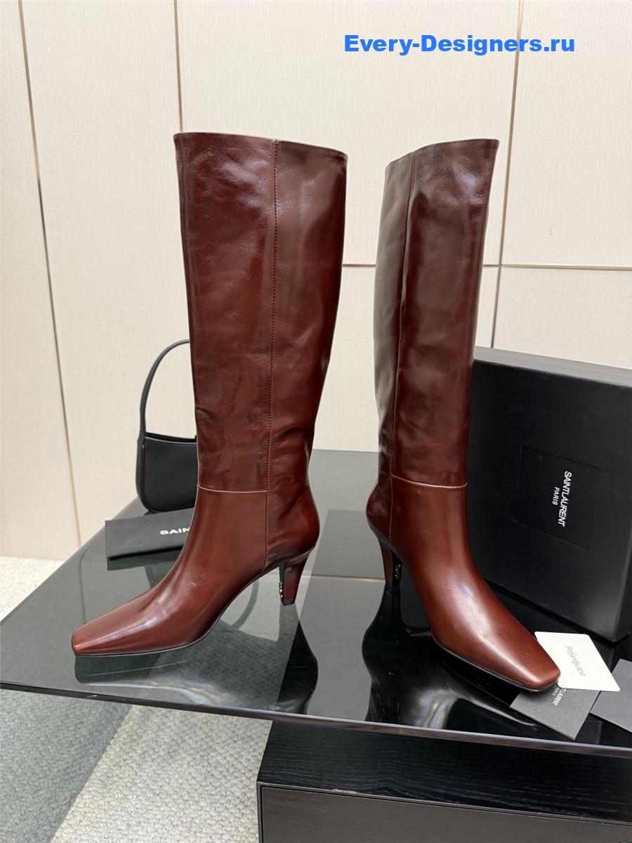 Sa1nt Lau*nt brown knee-high boots