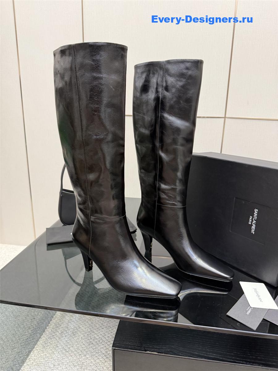 Sa1nt Lau*nt black knee-high boots