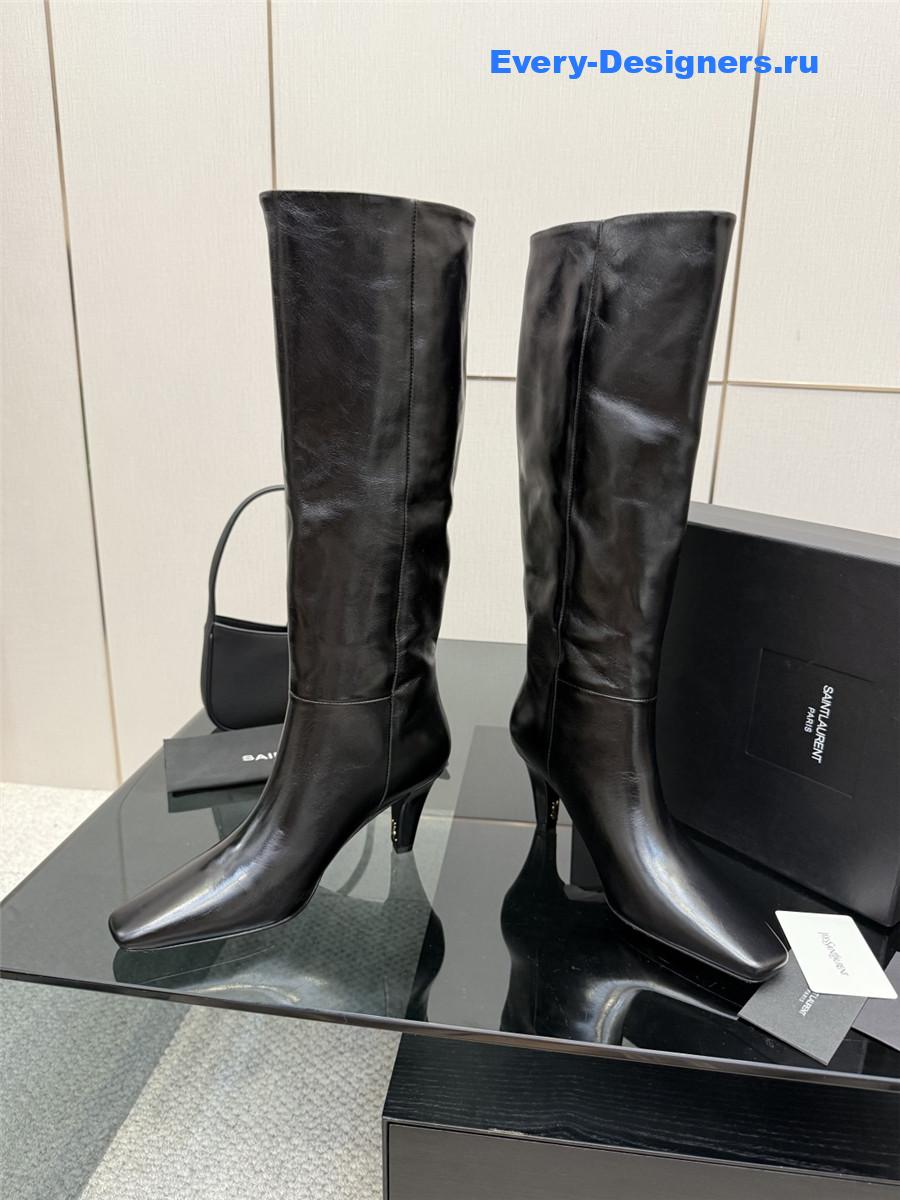 Sa1nt Lau*nt black knee-high boots