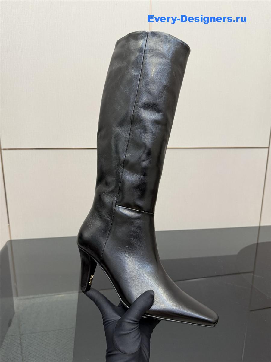 Sa1nt Lau*nt black knee-high boots