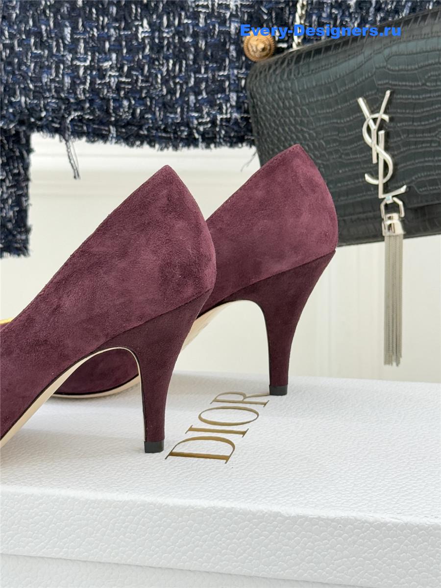D10r purple suede pointed heel pump