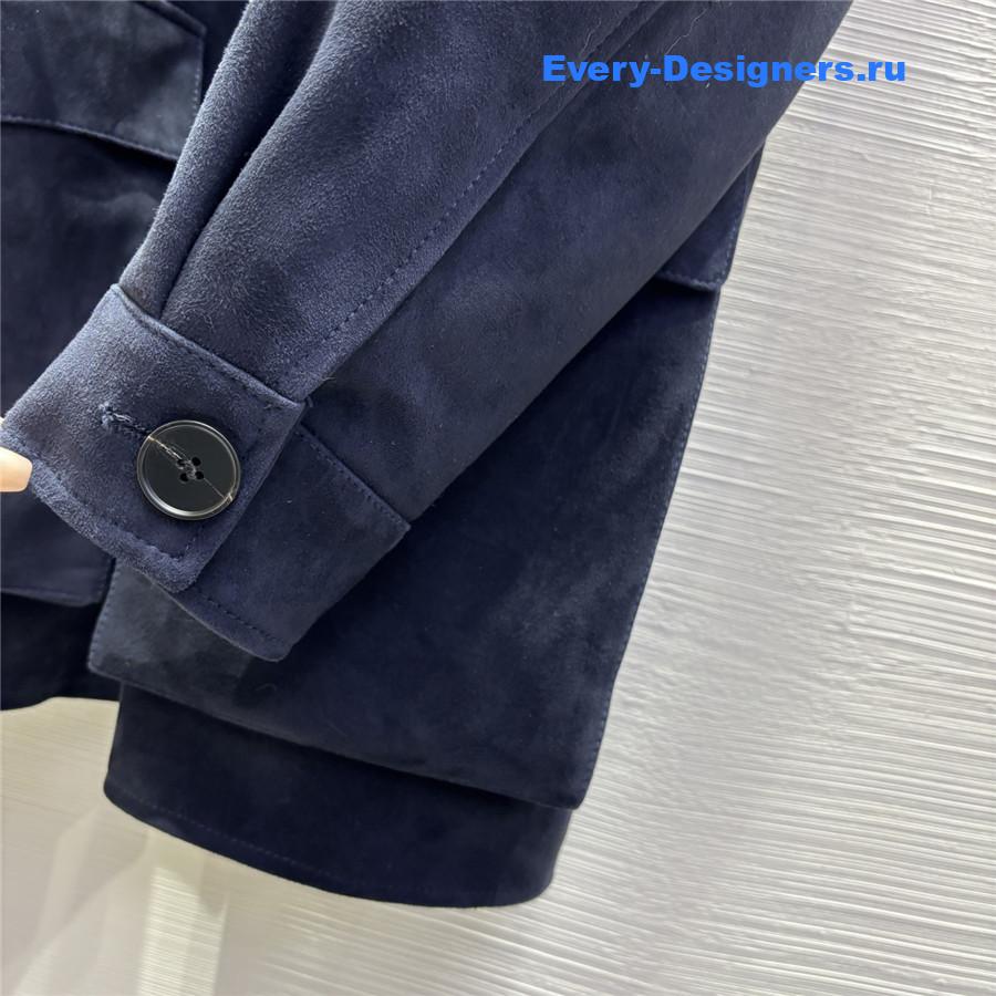 Sa1nt Lau*nt navy blue suede down jacket