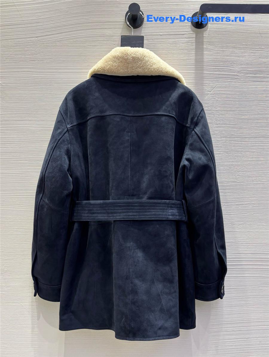 Sa1nt Lau*nt navy blue suede down jacket