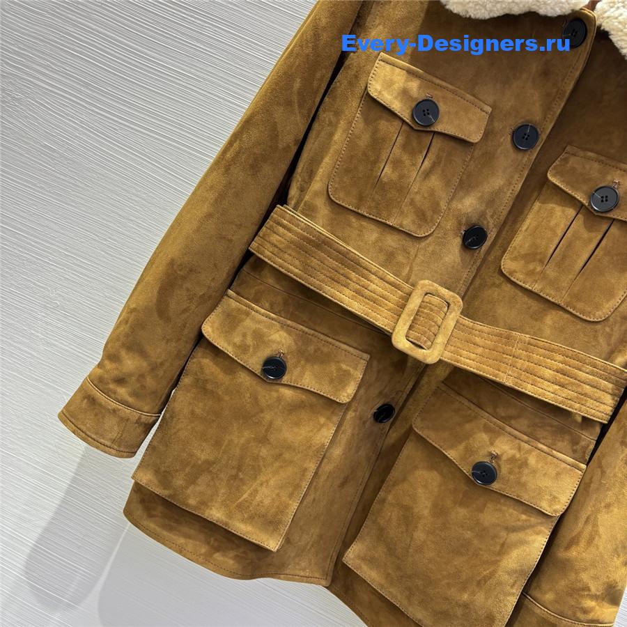 Sa1nt Lau*nt brown suede down jacket