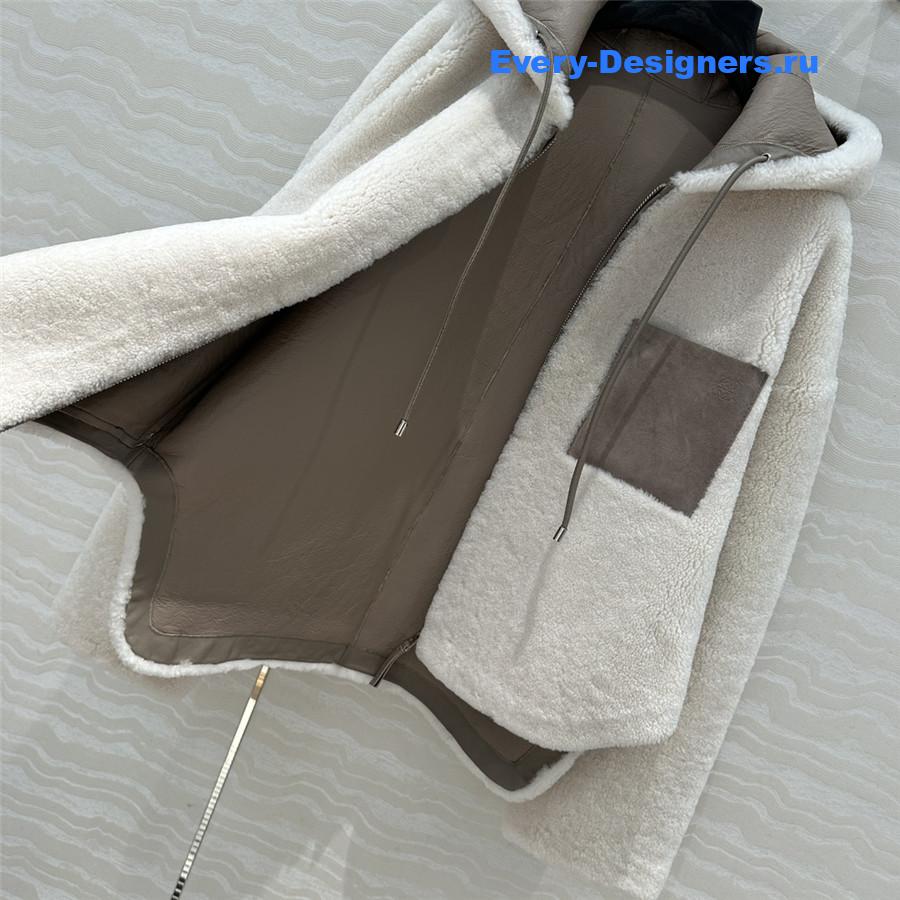 L0ew* hooded shearling jacket