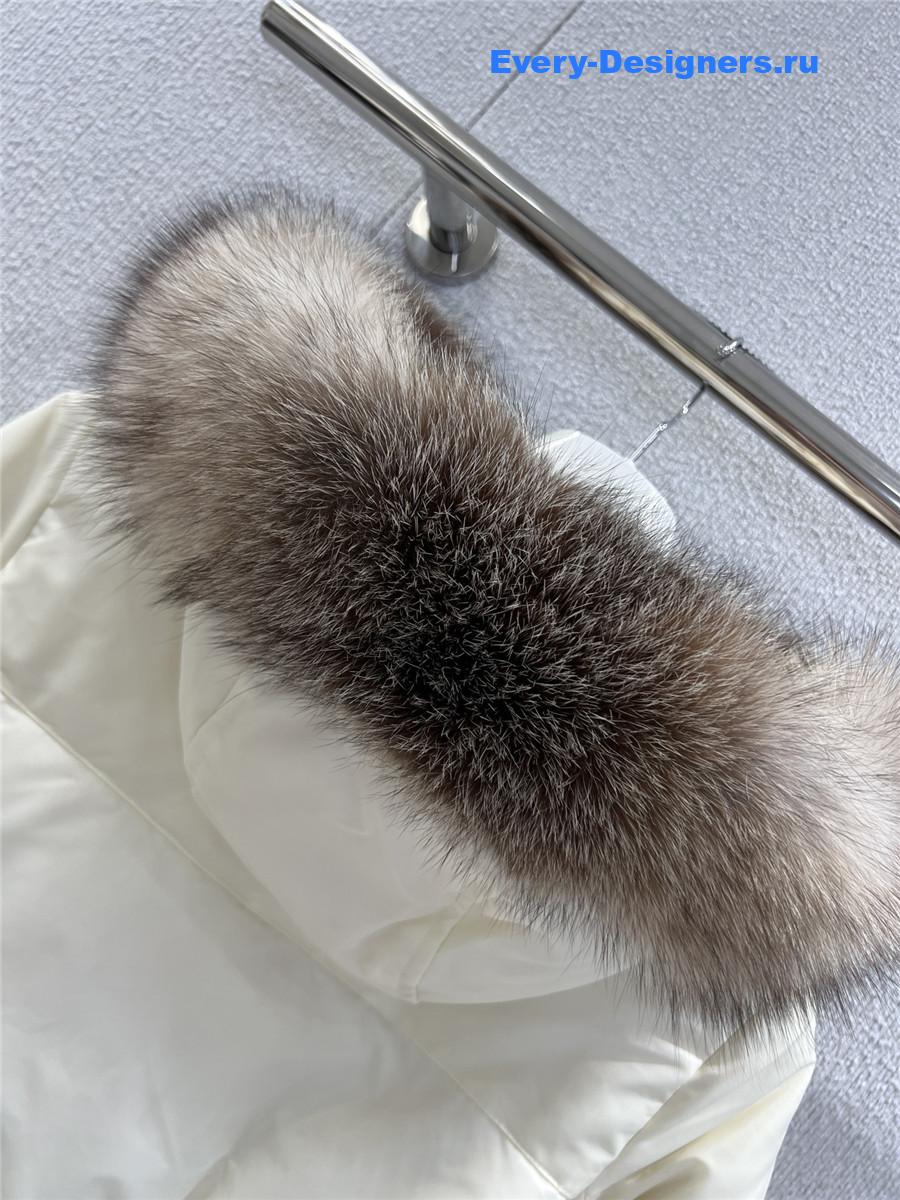 Moncler White Hooded Down Jacket