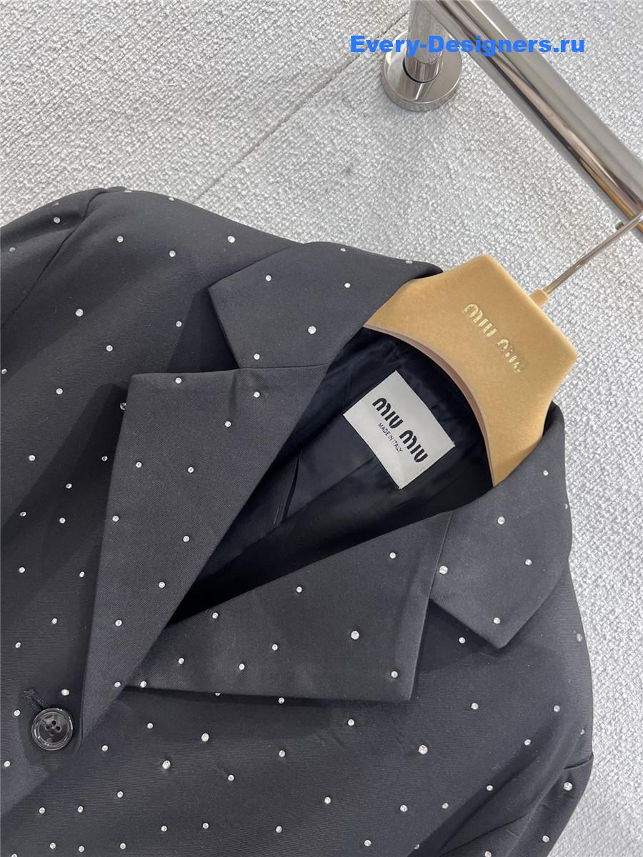 Miu Miu Black Rhinestone Blazer