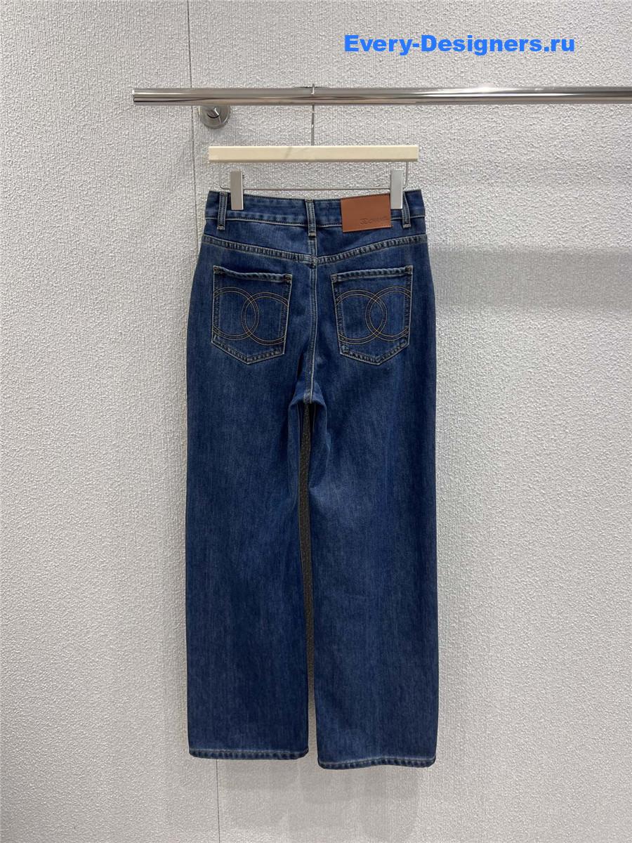 Ch**el fleece thick wide-leg jeans