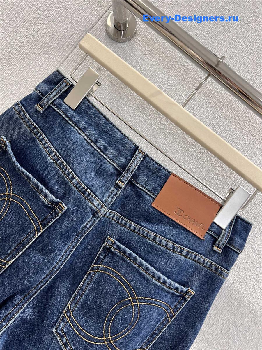 Ch**el fleece thick wide-leg jeans