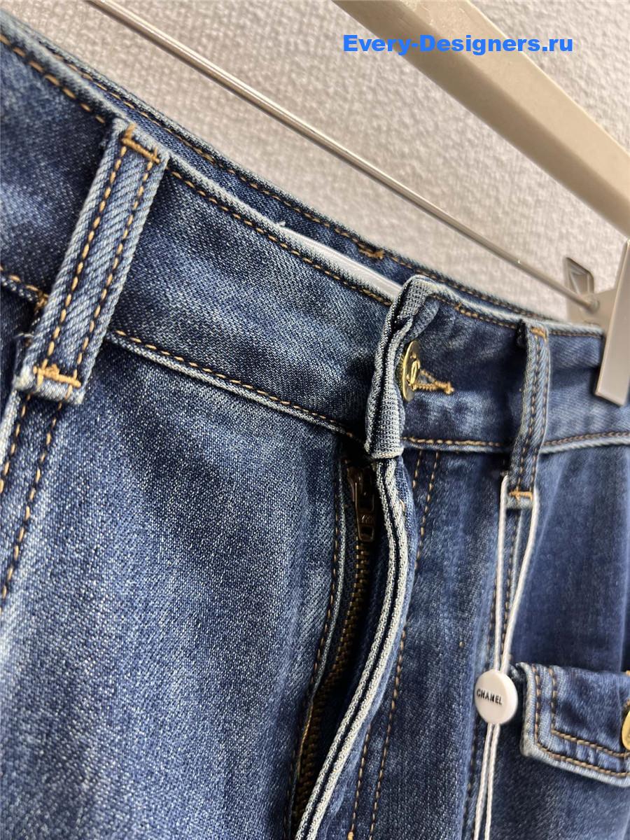 Ch**el fleece thick wide-leg jeans