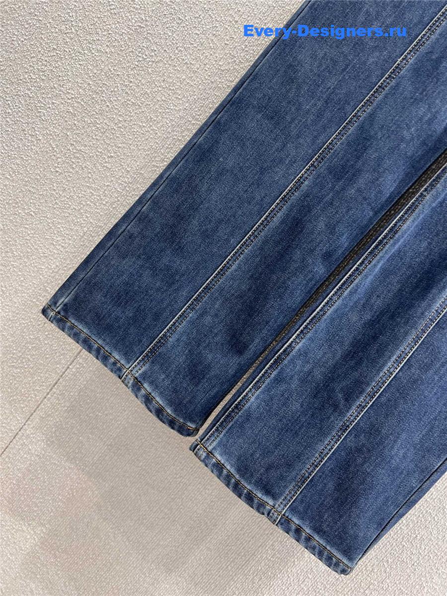 Ch**el fleece thick wide-leg jeans