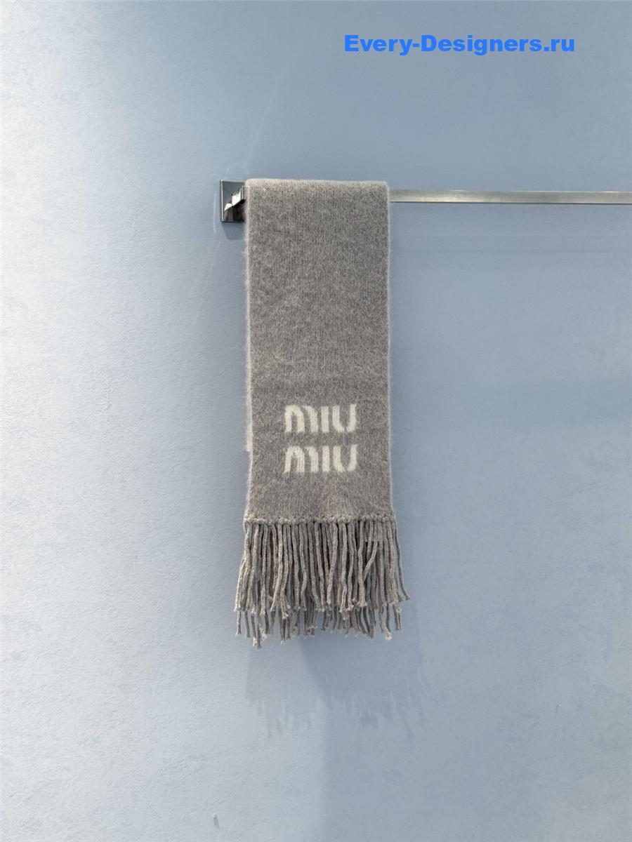 Miu Miu Grey Wool And Mohair Scarf