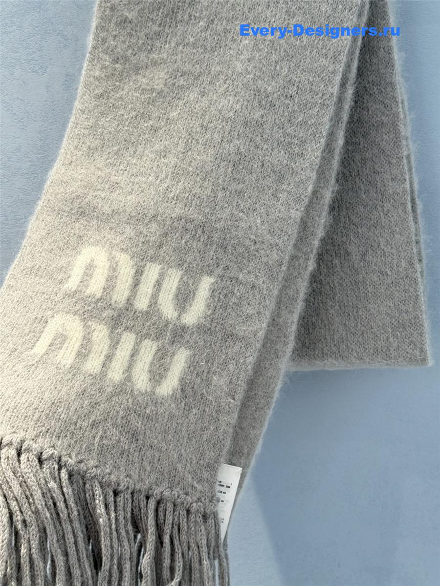 Miu Miu Grey Wool And Mohair Scarf