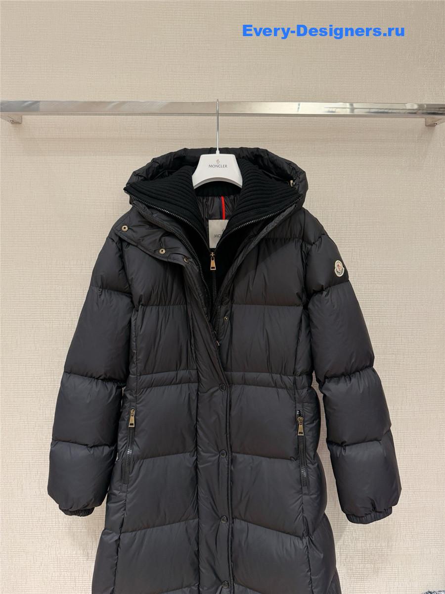 Moncler Black Chamer Hooded Long Down Jacket
