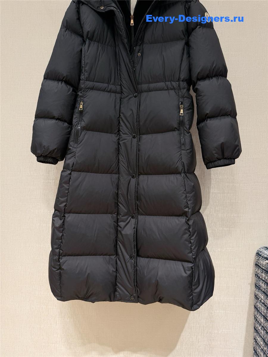 Moncler Black Chamer Hooded Long Down Jacket