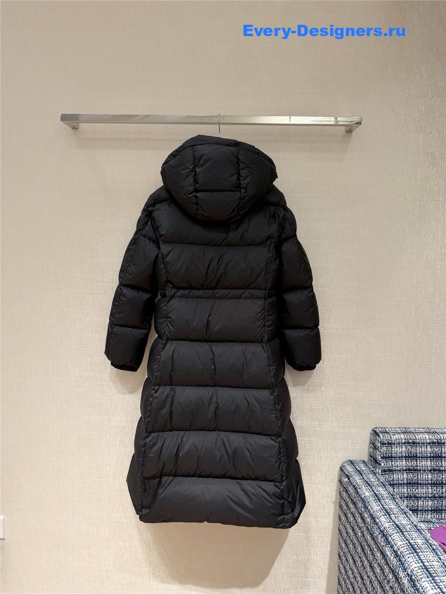 Moncler Black Chamer Hooded Long Down Jacket