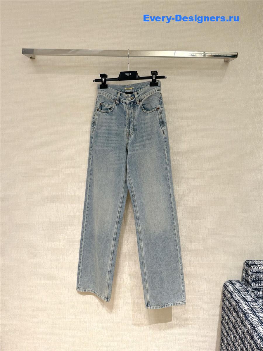 Sa1nt Lau*nt light blue high-waisted jeans