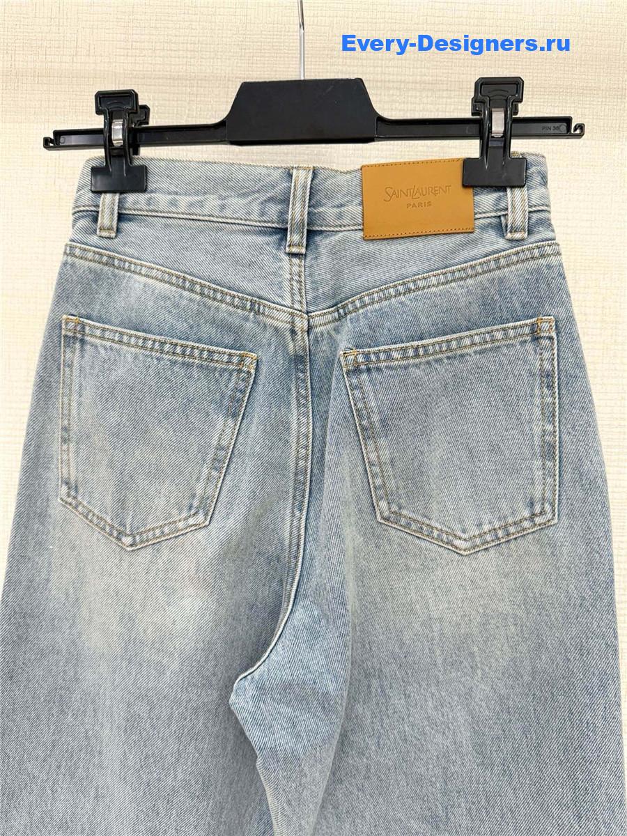 Sa1nt Lau*nt light blue high-waisted jeans