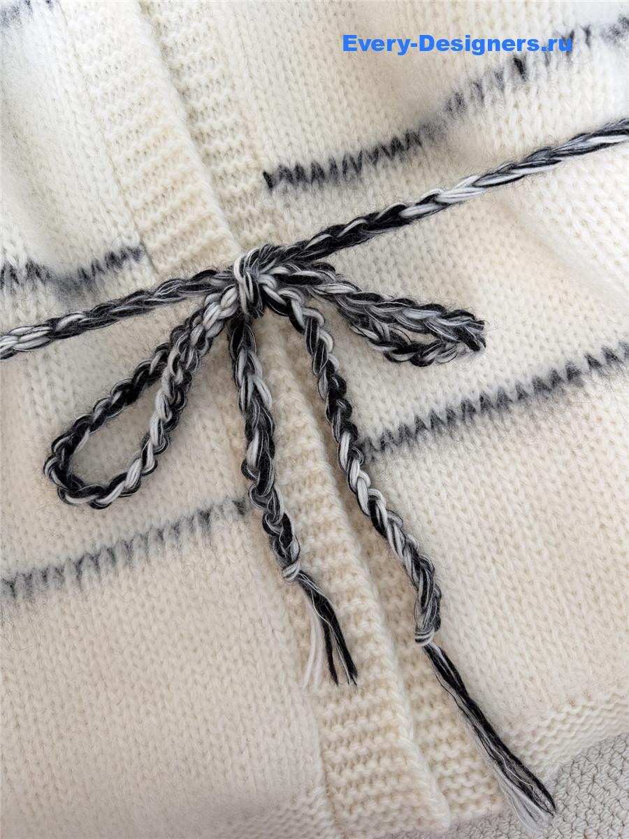 Ch**el white lace-up knit cardigan