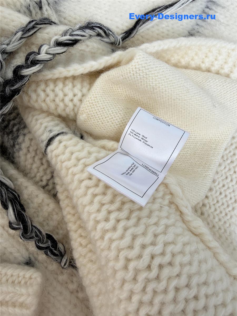 Ch**el white lace-up knit cardigan