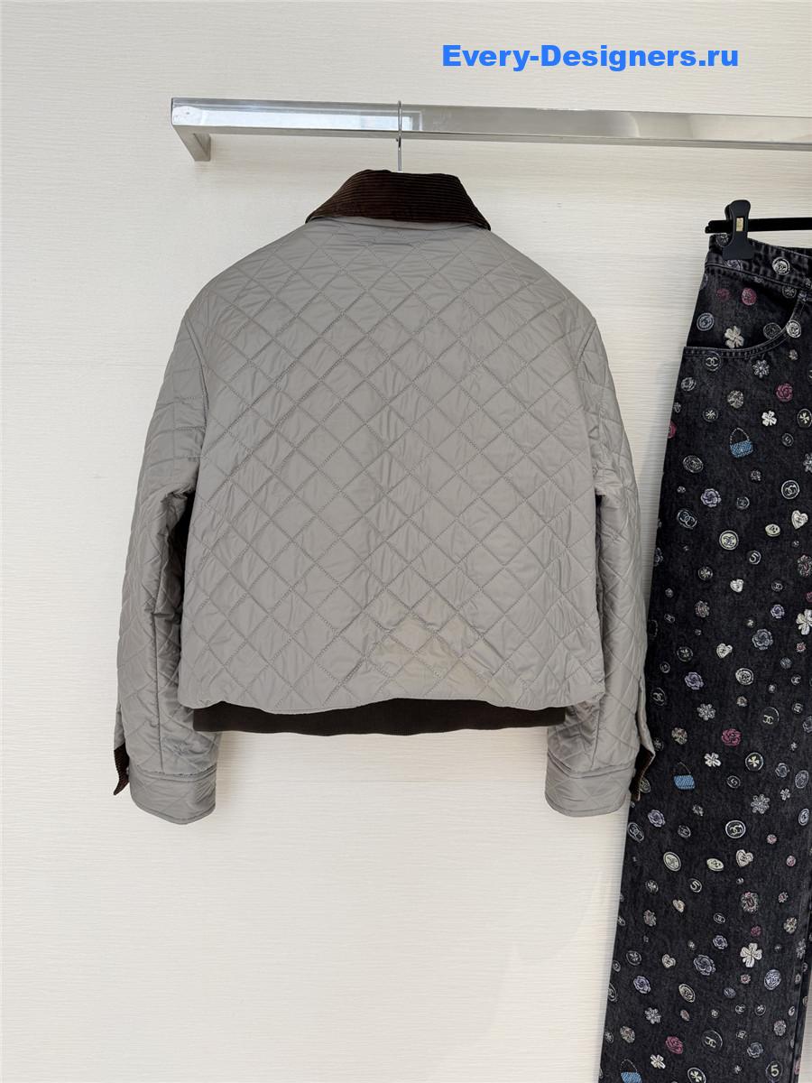 L0ew* corduroy collar quilted jacket