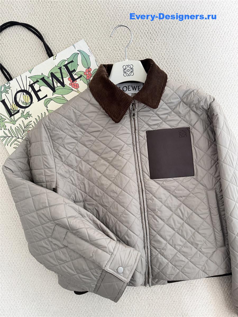 L0ew* corduroy collar quilted jacket