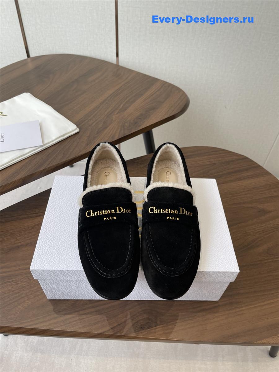 D10r black suede goatskin loafers