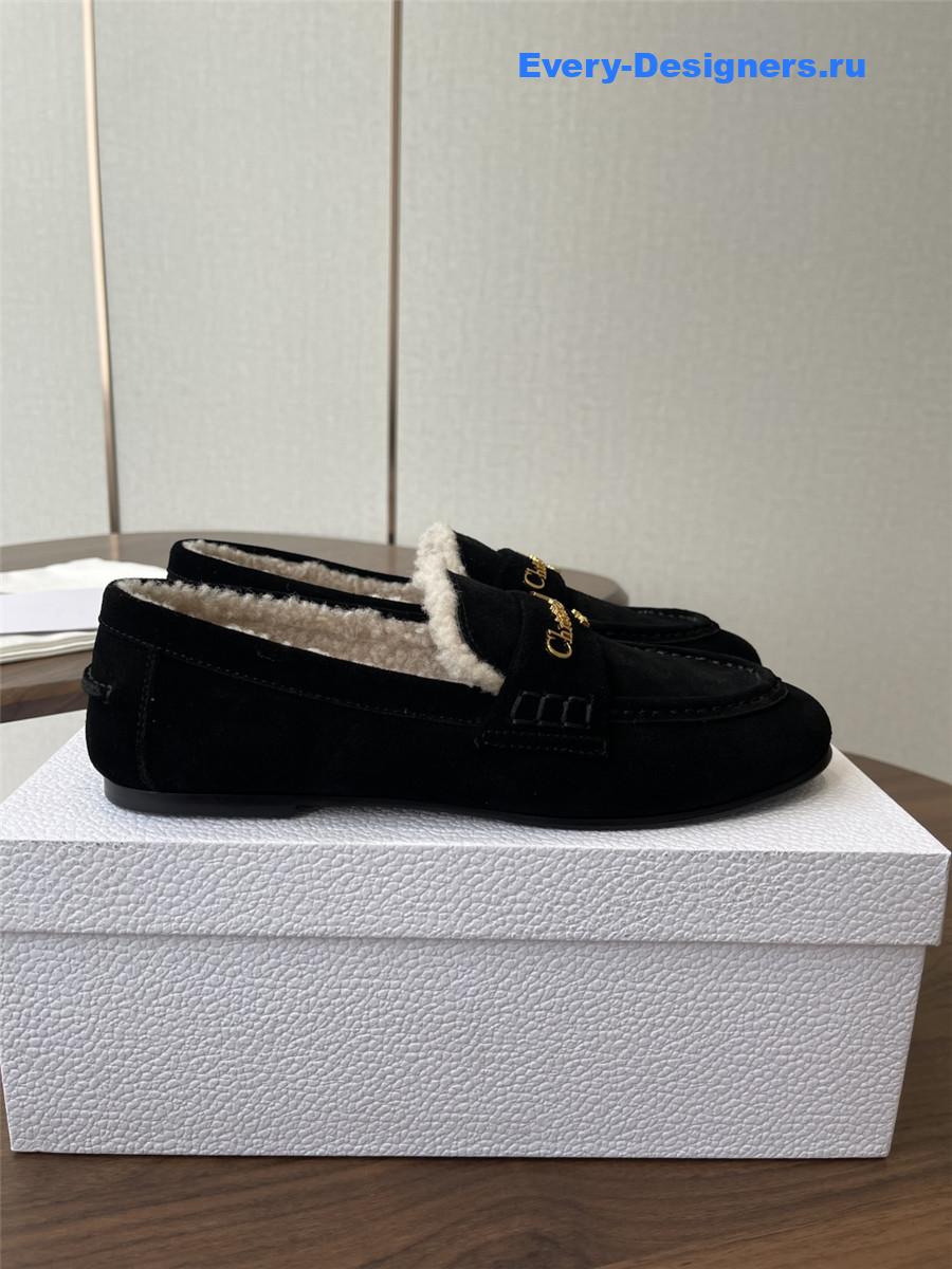 D10r black suede goatskin loafers